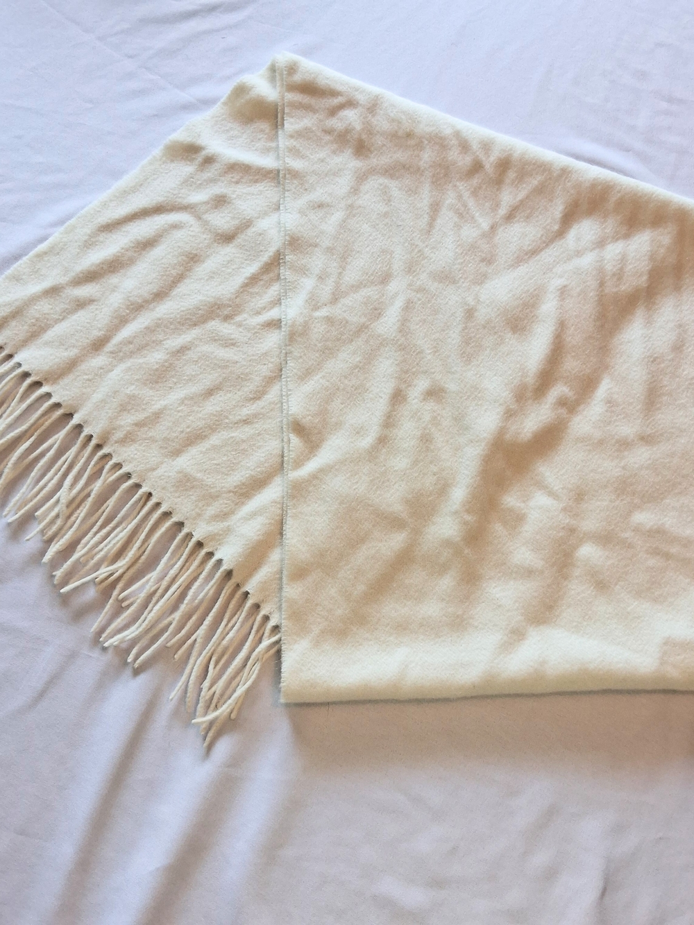 Amicale Cashmere Soft Ivory Fringe Scarf